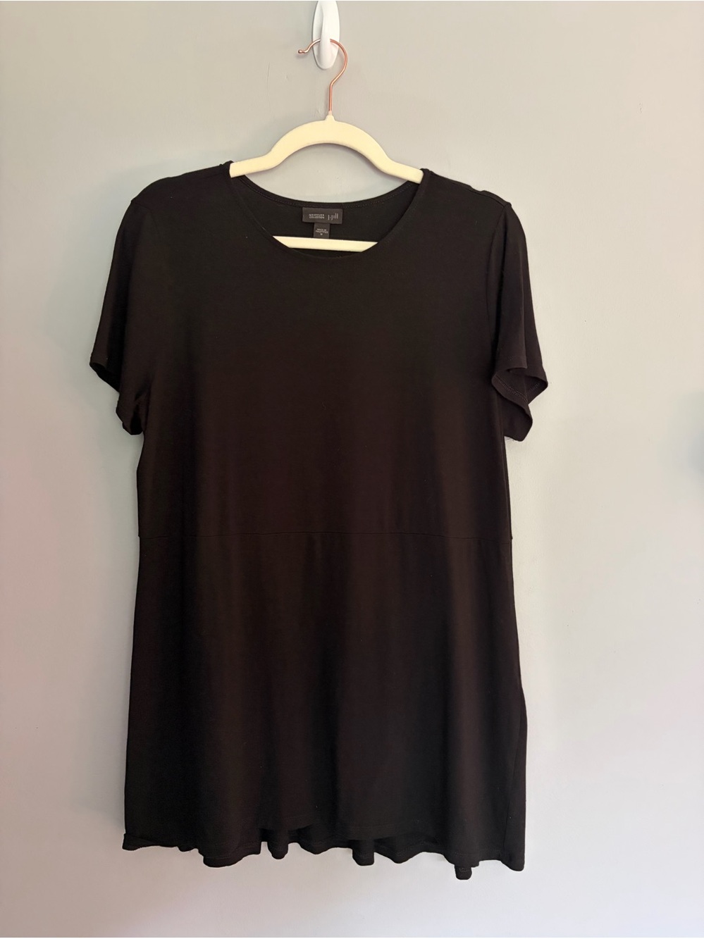 J.Jill Wearever Collection Knit Tunic Top Size M Black Short Sleeve Jersey